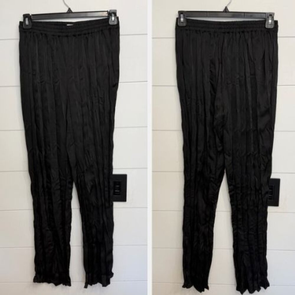 Boa because of Alice Black Pleated silky Pull On Pants Size Medium 23751 - Picture 3 of 12